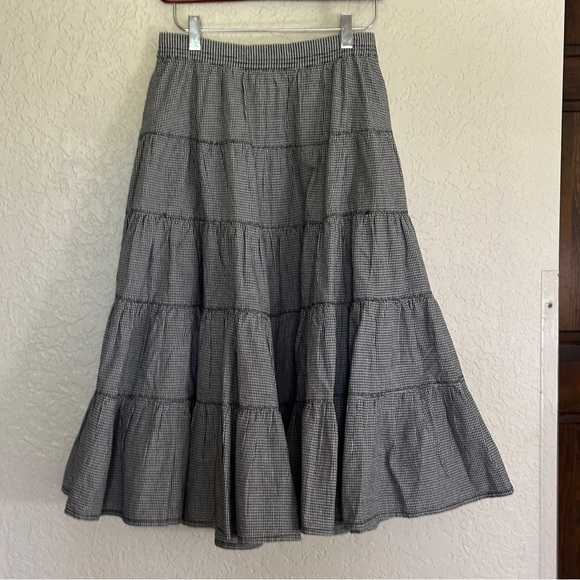 Free People In Full Swing Gingham Midi Skirt Size Small Black & White - Picture 4 of 14